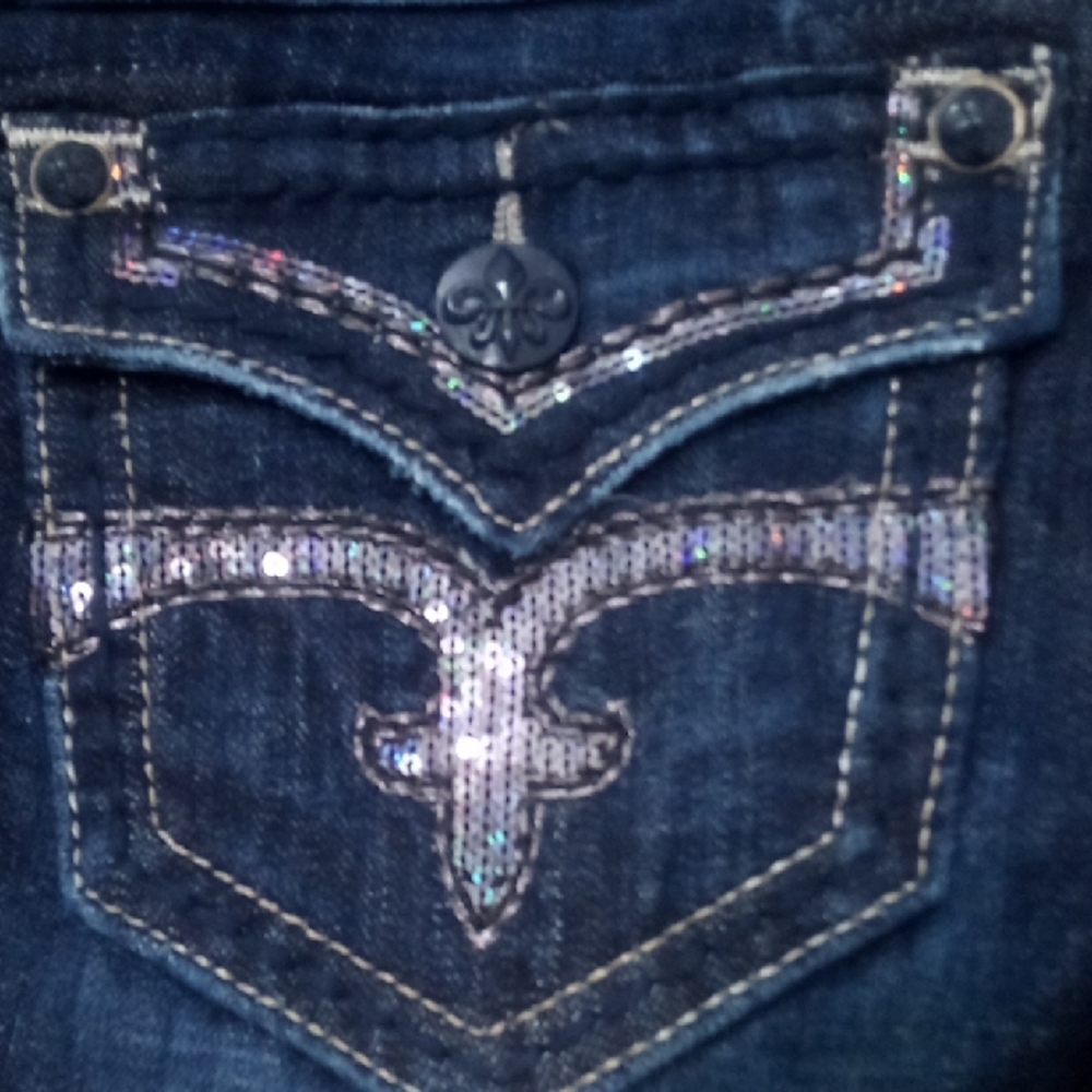 Rock Revival NWOT Women's 26 Bootcut Madison Shimmer Flap Pockets Distressed